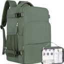 Sinaliy Personal Item Backpack, Carry on Travel Backpack with Multi-Pockets, Waterproof Casual College 16inch Laptop Backpack for Men Women, Army Green