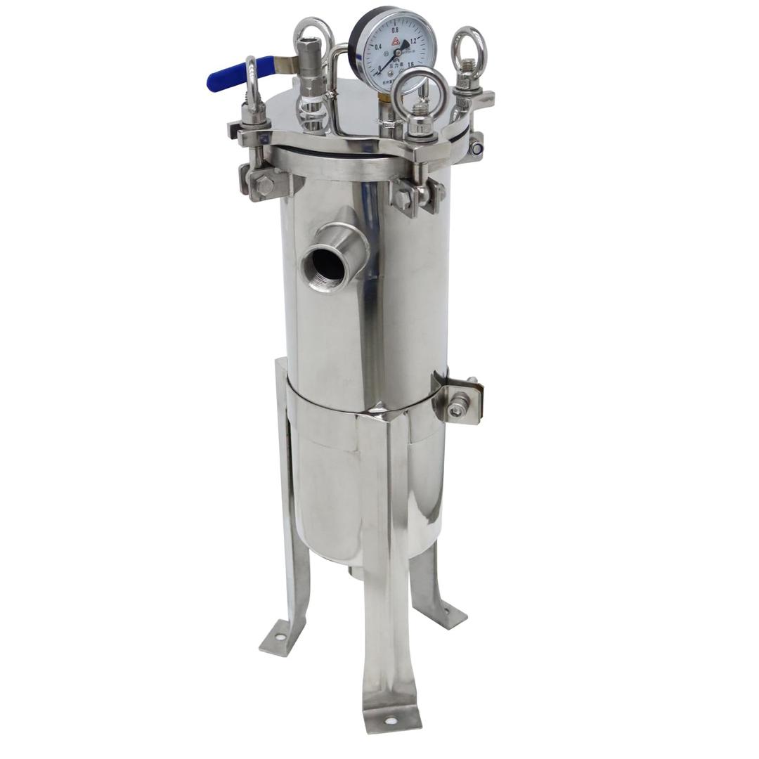 #3 Bag Filter Housing 304 Stainless Steel Filter Solid-Liquid Separation Tool 120PSI Industrial Sock Filter 1" Fnpt in/Out Bag Water Filter Purification Equipment 0.6 SQ FT Filtering Area