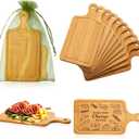 Nuenen 10 Pcs Mini Wooden Charcuterie Board Bulk, Small Wood Cutting Board for Crafts Laser Engraving with Knives Organza Bags Wedding Baby Shower Favors Gift (Square,Bamboo Color)
