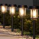 XMCOSY+ Solar Pathway Lights Outdoor, 20 LM LED Solar Garden Lights Seeded Glass, Waterproof IP65 Metal Outdoor Solar Lights for Yard Path Lawn Walkway Driveway Backyard (Black & Grey)