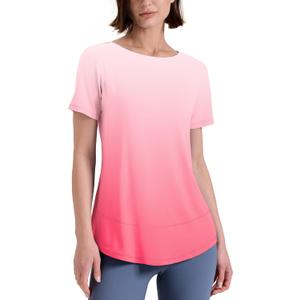 Kistore Workout Tops for Women Short Sleeve Boat Neck Loose Fit Gym T-Shirt Athletic Casual Tee Shirts (Pink, XL)