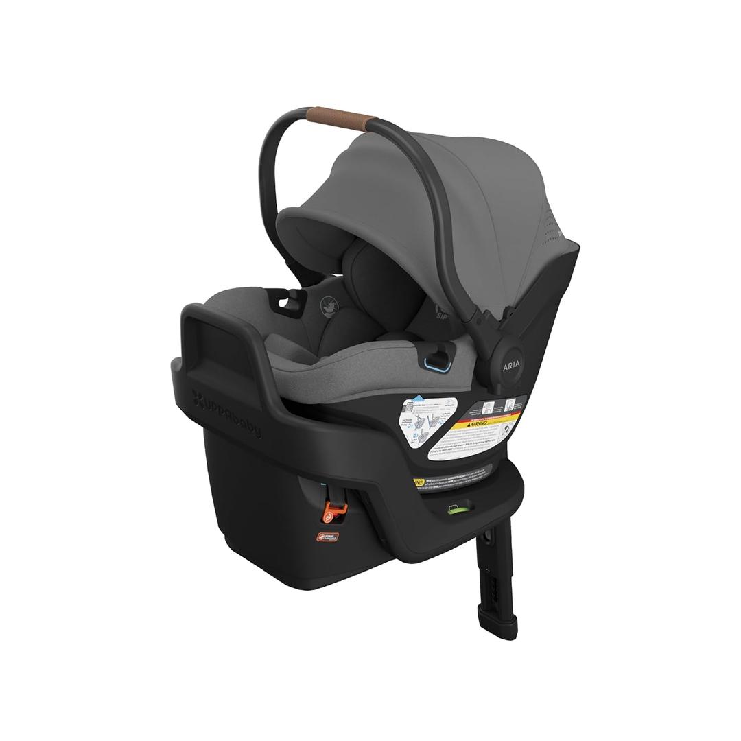 UPPAbaby Aria V2 Lightweight Infant Car Seat - Just Under 6 lbs - Base with Load Leg + Infant Insert + All-Weather FootCover Included - Direct Stroller Attachment - Greyson (Charcoal Mlange), Manufactured Date: 09/2025