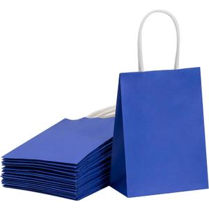 SUNCOLOR Mini Blue Gift Bags with Handles 25-Piece 6" Mini Goodie Bags (Navy Blue, Solid, Versatile Occasions, Perfect for Father's Day, Graduations, Birthday Parties)