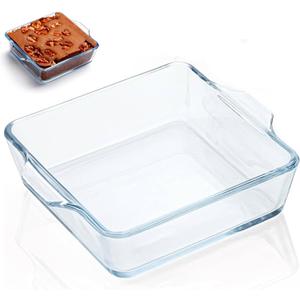 Small Casserole Dish, 5 Inch Glass Square Baking Dish Individual Portion Baking Pan for Oven Microwave Air Fryer Square Egg, Clear Prep Bowls with Handle