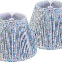 GO&SO Pleated Lamp Shades Set of 2 Small Mini, 5" Top x 9" Bottom x 6.4" High(SPider) Art Deco Multi-Floral Lampshades for Table Lamps,Nightstand Lamp,Bedroom and Office Desk Lamp Replacement Shade