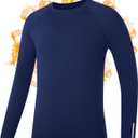 Youth Boys Thermal Compression Shirts, Fleece Lined Long Sleeve Undershirt, Athletic Base Layer Top Soccer Football, M