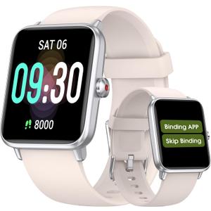 Pedometer Watch Senior Friendly No App/Phone Required, Waterproof Fitness Tracker Watch with Step Counter Calories/Sleep Tracker for Walking Running for Men Women (Almond)