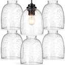 Gerrii 6 Pack Clear Seeded Glass Shade Replacement 1.65" Fitter, 5.47" x 4.76" Ceiling Light Bulb Cover Set Bubble Textured Chandeliers Ceiling Fans Dressing Table Lamps Kitchen Island Living Room