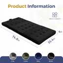 MAXYOYO Foldable Sofa Couch Bed, 4 Inch Tufted Folding Couch, Portable Floor Couch with Handles Guest Bed Topper Portable Camping Mat with Corded Fabric, Twin Size, Black