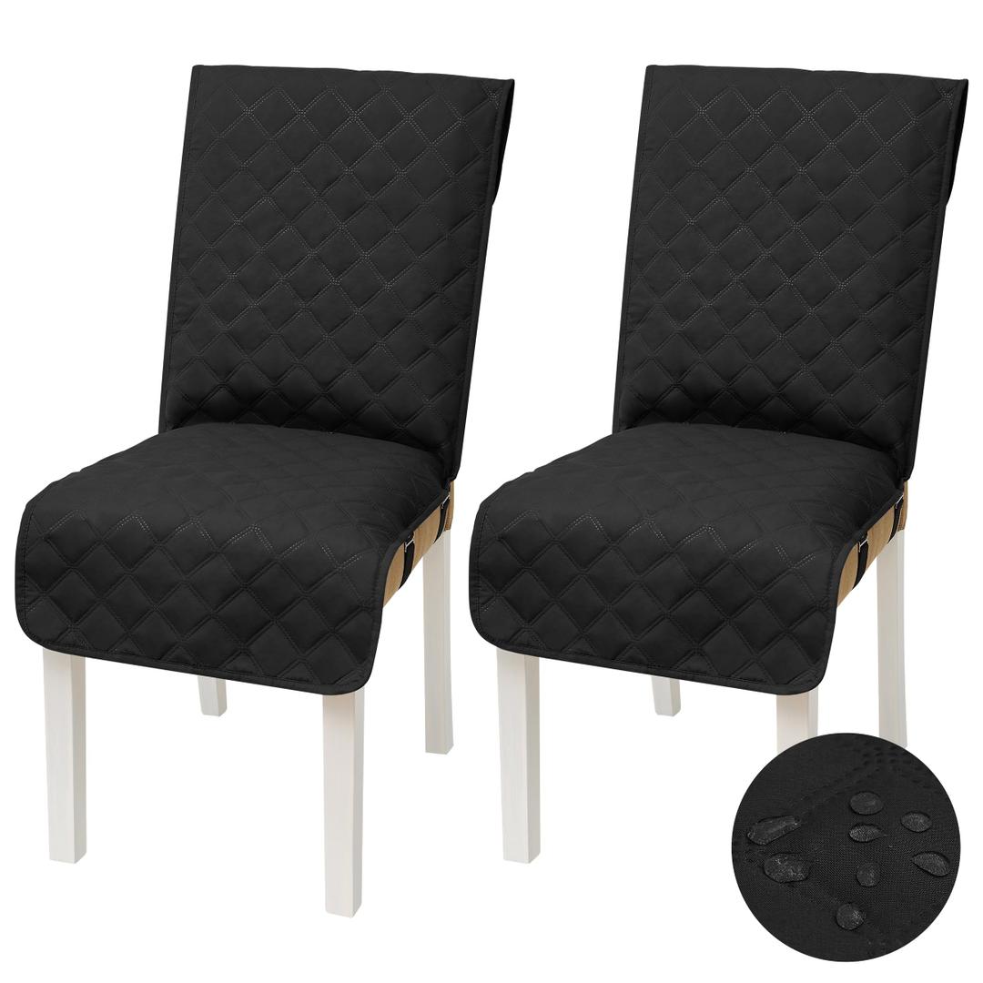 Yonus Waterproof Dining Chair Cover Office Chair Cover Water Resistant Dining Room Chair Cover Kitchen Chair Slipcover Computer Chair Cover with Anti-Slip Buckle (Chocolate, 2PCS)