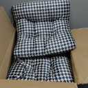 2-Pack Outdoor/Indoor Wicker Patio Seat Cushion Pad with Ties - Dining Chair Cushion, 17" x 17" (Green Houndstooth)