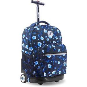 J World Sunrise Kids Rolling Backpack for Girls Boys. Roller Bookbag With Wheels For School, Night Bloom, 18"