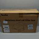 Stainless Steel Litter Box with High Sides, XL High Sided Cat Litter Pan, Open Top Extra Large Metal Cat Litter Box, Non-Stick, Odor Free, Leakproof, Scoop Included, Gray