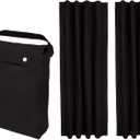 Amazon Basics Portable Energy Saving Noise Reducing Blackout Curtain Shade with Suction Cups, Fits Windows, 50"W x 78"L, Black, 2-Pack