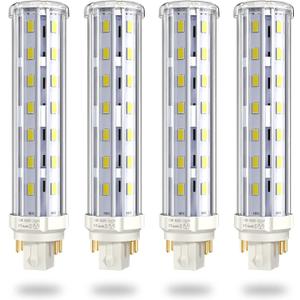 Bonlux 12W GX24Q/G24Q 4-pin Base LED Light Bulb, GX24 LED PL Recessed Light (26W CFL Equivalent) Daylight 6000K for Ceiling Light Downlights, 4-Pack, (Remove/Bypass The Ballast)
