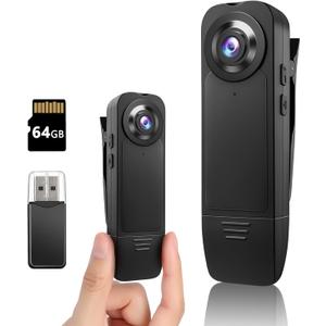 Mini Body Cameras With Audio And Video Recording, POV Camera with 64G Card Body Worn Cam ,Wearable Patrol Video Recording Camcorder With Night Version ,Camcorder for Security Work Records Traveling