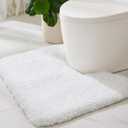 ILANGO White Toilet Rugs U Shaped 22"  24" Non Slip & Super Absorbent Extra Thick Soft, Washable Bath Mats for Bathroom Floor, Microfiber Plush Shaggy Contour Bath Rugs for Toilet,Dry Quick