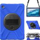 Case for Samsung Galaxy Tab A9 Plus/A9+ 11'' 2023 (SM-X210/X216/X218),Portable Heavy Duty Dropproof Protective Cover Case with 360 Rotating Stand,Handle & Shoulder Strap,Stylus Pen (New Blue)