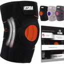 3 Pack VESIRA Knee brace for women and men, knee braces for pain relief compression sleeve. Patellar tendon support strap, joint support whit side stabilizer. Running Gear. (Black)