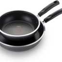 T-fal Signature Non Stick Fry Pan Set 2 Piece: 8 and 10.5 Inch, Oven Broiler Safe 350F, Heat Indicator, Cookware Set Nonstick, Frying Pans, Skillets, Pots and Pans, Home, Dishwasher Safe, Black