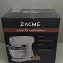 ZACME Mixers Kitchen Electric Stand Mixer 5.5QT 600W, Aluminum die casting and Gears, Dual Cooling System, Low Noise, DC Motor, LED Display and Timing Function, Tilt-head Metal Food Mixer, White