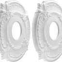 2 Pack PU Ceiling Medallion for Chandeliers, 12 Inch OD x 3.5 Inch ID Chandelier Medallion Ceiling Fan Decorative Plate, White Home Lighting Ceiling Medallions Cover Plate for Light Trim