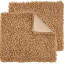 PH PandaHall 2pcs Brown Curly Fabric Plush Fabrics Wool Fuzzy Fabric Sherpa Fleece Fabrics Craft for Sewing Costumes Pillows Rugs Blankets DIY Craft 16.9x14.9 Inch