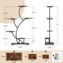 Yzosvki Plant Stand Indoor with Grow Lights, 7 Tiered Large Plant Shelf Flower Stand, Tall Plant Shelves, Rustic Brown