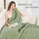 Admitrack Chunky Knit Blanket Throw, 100% Hand Knit Chenille Throw Blanket for Sofa & Home Decor, Soft and Cozy Knitted Throw Blankets (Sage Green, 60"x80")
