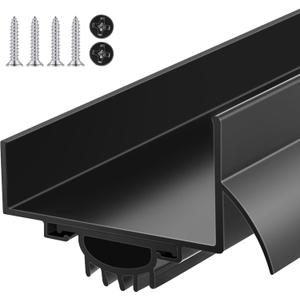 1 Pcs 1-3/4" x 36" U Shaped Aluminum Door Sweep for Bottom of Door with Drip Cap Screw-on Metal Weather Stripping Seal Draft Stopper Threshold for Exterior Front Doors (Black)
