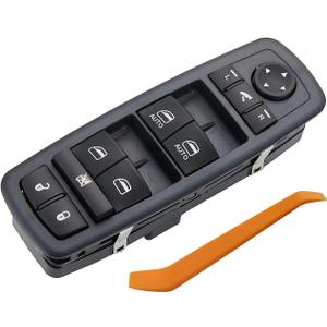 3+0 Metal Pins Master Power Window Switch.Compatible with 2012-2016 Dodge Grand Caravan,2012-2016 Chrysler Town Country.Driver Side Control switches Front Left OEM:68110872AA(Green Light)
