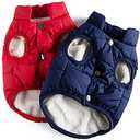 Syhood 2 Pieces Dog Jacket 2 Layers Fleece Lined Dog Jacket Warm Soft Windproof Small Pet Coat for Winter Cold Weather (3X-L,Navy,Red)