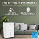 Shinco 7,000 Sq.Ft Energy Star Dehumidifier with Pump and WIFI, Ideal for Large Industrial Rooms and Home Basements, Efficient Moisture Removal and Humidity Control, 1.85 Gallons Water Tank