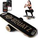 SQUATZ Wooden Balance Board, Standing Desk Anti Fatigue Mat Exercise Equipment with Ergonomic Design and Comfortable Non-Slip Surface, Wobble Board for Skateboard, Hockey, Snowboard, Black (SQDBB-1)