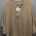 Womens Business Casual Tops Summer V Neck 3/4 Ruffle Sleeve T Shirts Dressy Casual Tunic Blouse, L