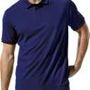 MIER Polo Shirts for Men Short Sleeve Quick Dry Polyester Collared Shirts Casual Golf Shirts, Moisture-Wicking (Blue, XL)