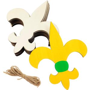 15 Pack 6 Inch Wood Fleur De Lis Cutouts Unfinished Wood Fleur De Lis Crafts Wooden Fleur De Lis Hanging Ornaments DIY Fleur De Lis Craft Gift Tags for Home Party Decoration