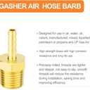 GASHER 10Pcs Brass Hose Barb Fittings, 3/8" Barb x 1/2" MNPT Hose Connector Adapter With 10Pcs Hose Clamp