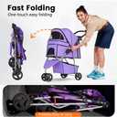 BestPet | 3-Wheel Pet Stroller | Purple | Foldable Dog and Cat Stroller