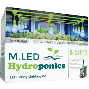 Miracle LED Hydroponics LED Indoor Grow Light Kit - Includes 3 Ultra Grow Blue Spectrum 150W Replacement Grow Light Bulbs & 1 3-Socket Corded Fixture with SproutMatic Timer (4-Pack)