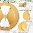 Tanlade 100 Pcs Charger Plates Bulk with Napkin Rings Set Include 50 Plastic Beaded Plate Chargers 50 Napkin Rings 13'' Round Dinner Plate Chargers Set for Table Setting Wedding Party(Gold)