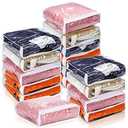 Kingdder 15 Pcs Clear Zippered Storage Bags Plastic Sweater Bags with Zipper 10 x 10 x 2.5 Inch Vinyl Sheet Organizer and Storage for Clothing Blankets Sheet Linen Bed Pillow Cube Organizer