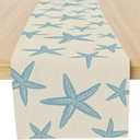 Blue Starfish Table Runner,Nautical Beach Table Runner Decor for Dinning Room Kitchen Summer Ocean Sea Decorations for Holiday Party, Housewarming Gifts for Women Friends Couple, 13X72Inches