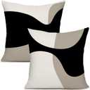 Black Beige Cream Decorative Throw Pillow Covers for Couch Sofa Bed Living Room Bedroom 20x20 inches Set of 2