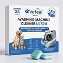 ULTRA Washing Machine Cleaner Tablets for Pet Owners,24 Pack 12-Month Supply,3-Layer Formula Dissolves Pet Hair,Grime&Dog Smell,Deep Descale & Odor Removal,All Washing Machines