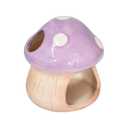 Mairuker Ceramic Fish Tank Decor, Cute Mushroom House Aquarium Decorations, Betta Tank Accessory Hideout Caves Ornament for Small Fish Goldfish Shrimp Toad Reptiles (Purple)