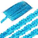 MECCANIXITY 11 Yards 0.8 Inch Elastic Sequins Trim 2 Row Flat Sequin Strip Paillette Sequins Fabric Ribbon for Crafts DIY Sequin Fringe Sewing Bright Blue