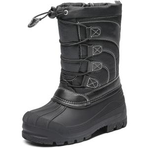 DREAM PAIRS Boys Girls Snow Boots Waterproof Outdoor Warm Cozy Anti-Slip Mid Calf Faux Fur Lining Winter Shoes for Little/Big Kids (10 Toddler, Black)