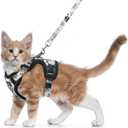 Halypet Cat Harness and Leash Set for Walking, Escape Proof Adjustable Vest Harness with 3-in-1 Integrated Buckles, Easy Control Soft Breathable Mesh with Reflective Strips for Cats, S, Moonlight Meow