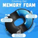 H. Donut Pillow for Tailbone Pain Relief and Hemorrhoids, Cooling Memory Foam Seat Cushion for Postpartum Pregnancy, Post Surgery Relief for Men and Women for Home and Office.